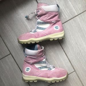 Vtg Timberland hipster baby pink boots 7.5 p1